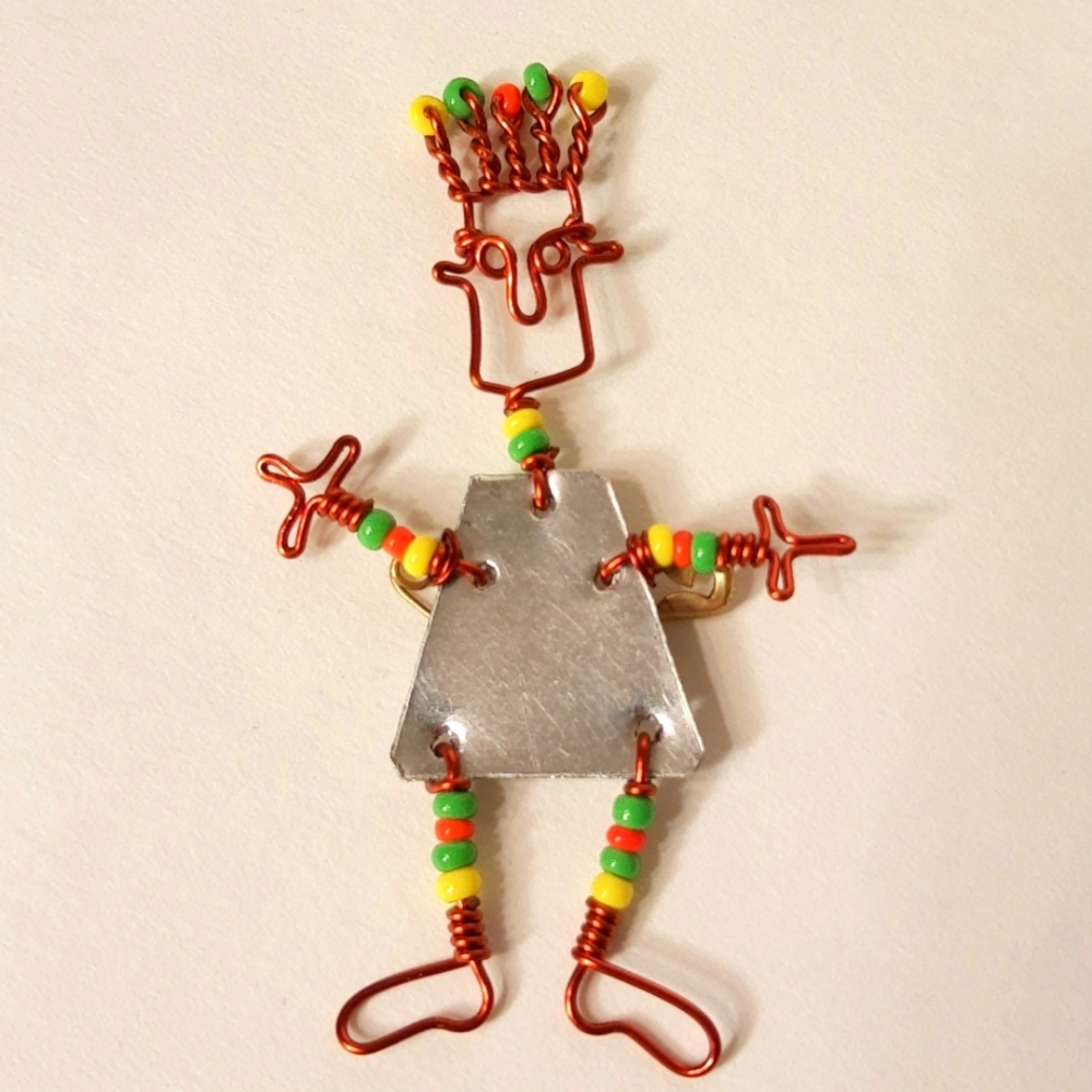 Artisan Twisted Wire Metal Person Pin Brooch